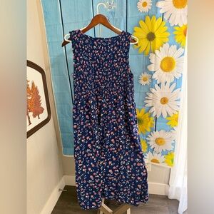 croft & barrow Navy Floral Sleeveless Midi Dress